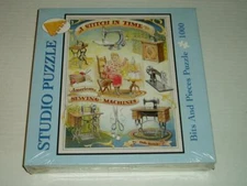 Bob Bates Bits and Pieces Shaped Jigsaw Puzzle American Sewing Machines New
