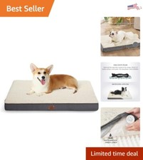 Plush Orthopedic Dog Bed - Removable Washable Cover - Up to 35lbs (30x20x3)