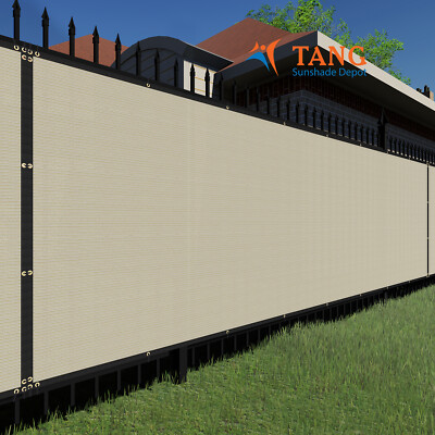 8' Privacy Fence Screen Windscreen Garden Yard Beige Heavy Duty Shade Mesh Cover