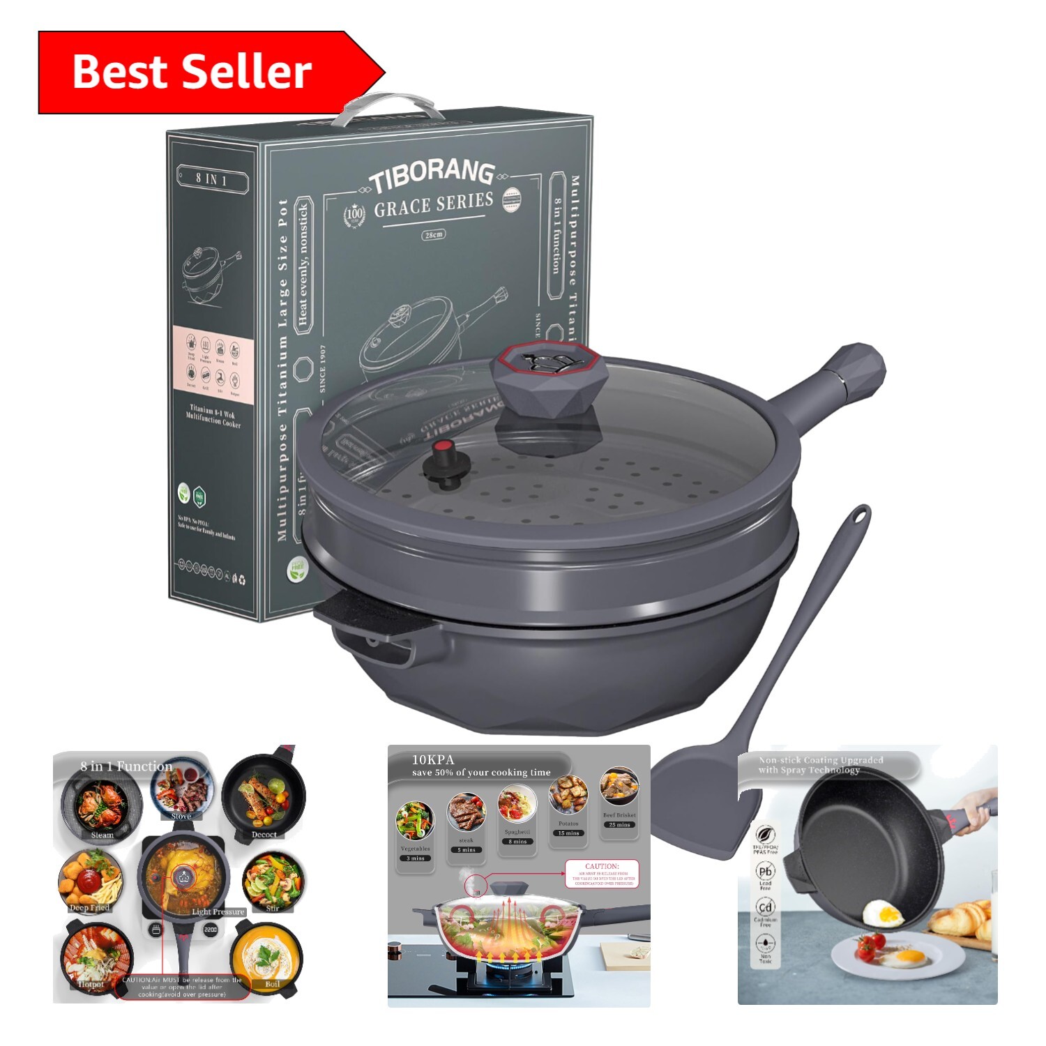 Versatile 5 Quart Nonstick Cooking Pan with Glass Lid - Oven and Dishwasher Safe