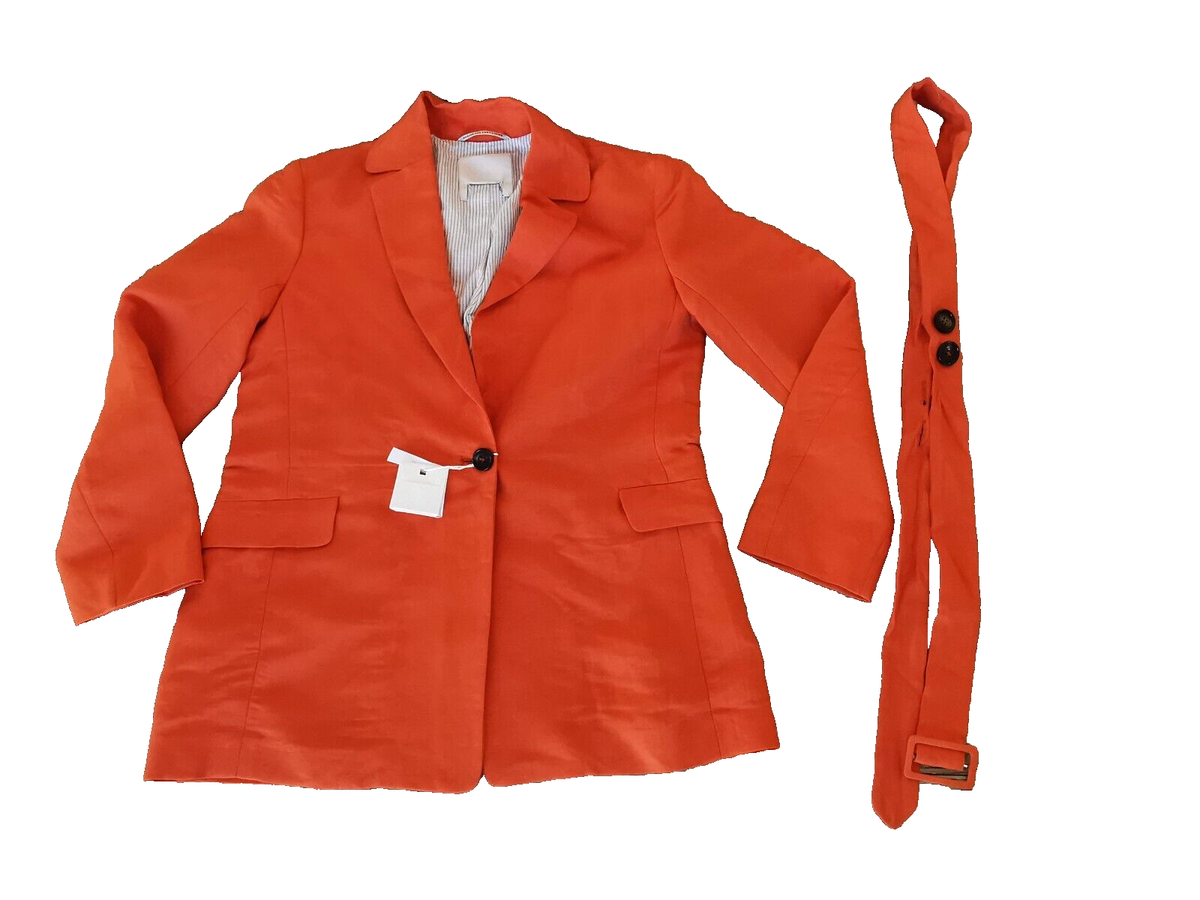 ✨ MAX MARA Orange Linen blend Blazer US6_ Gb8_ Fr38_ De36_ It40