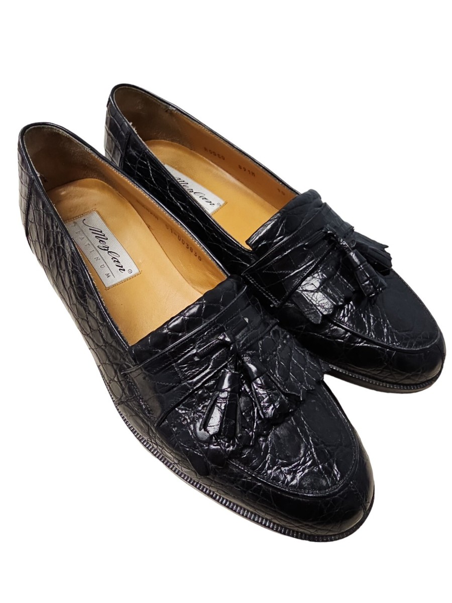Mezlan Rodeo Crocodile Black Loafers with Tassels- Size 10 M  display picture 1