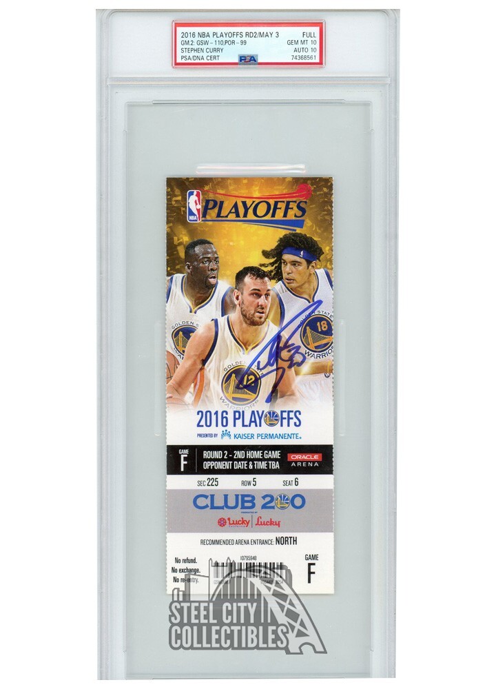Stephen Curry Autographed 2016 Playoffs Round 2 Game 2 Ticket PSA 10 PSA/DNA 10