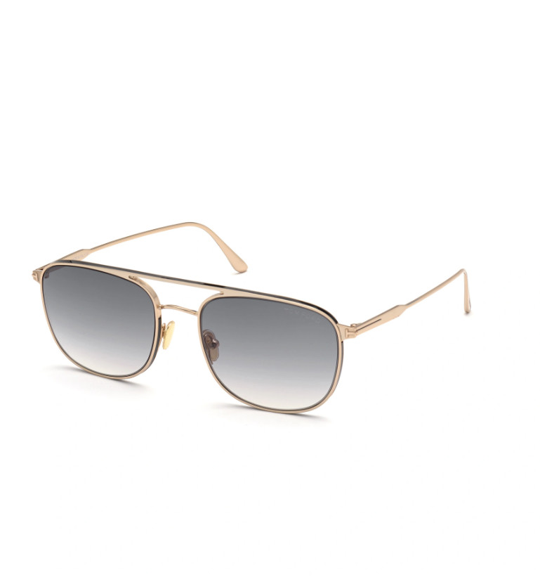 Gafas de sol TOM FORD JAKE FT0827 28B marco dorado rosa lentes grises degradados 56 mm