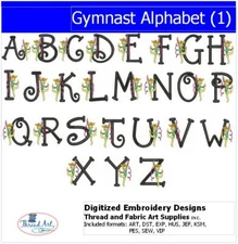 Embroidery Design Set - Gymnastics Alphabet - 26 Designs - 9 Formats - USB Stick
