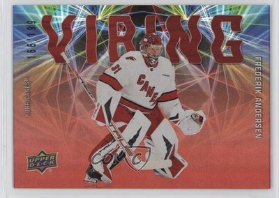 2025-26 Upper Deck Series 2 Vibing Red 166/199 Frederik Andersen #VB-2 0g67