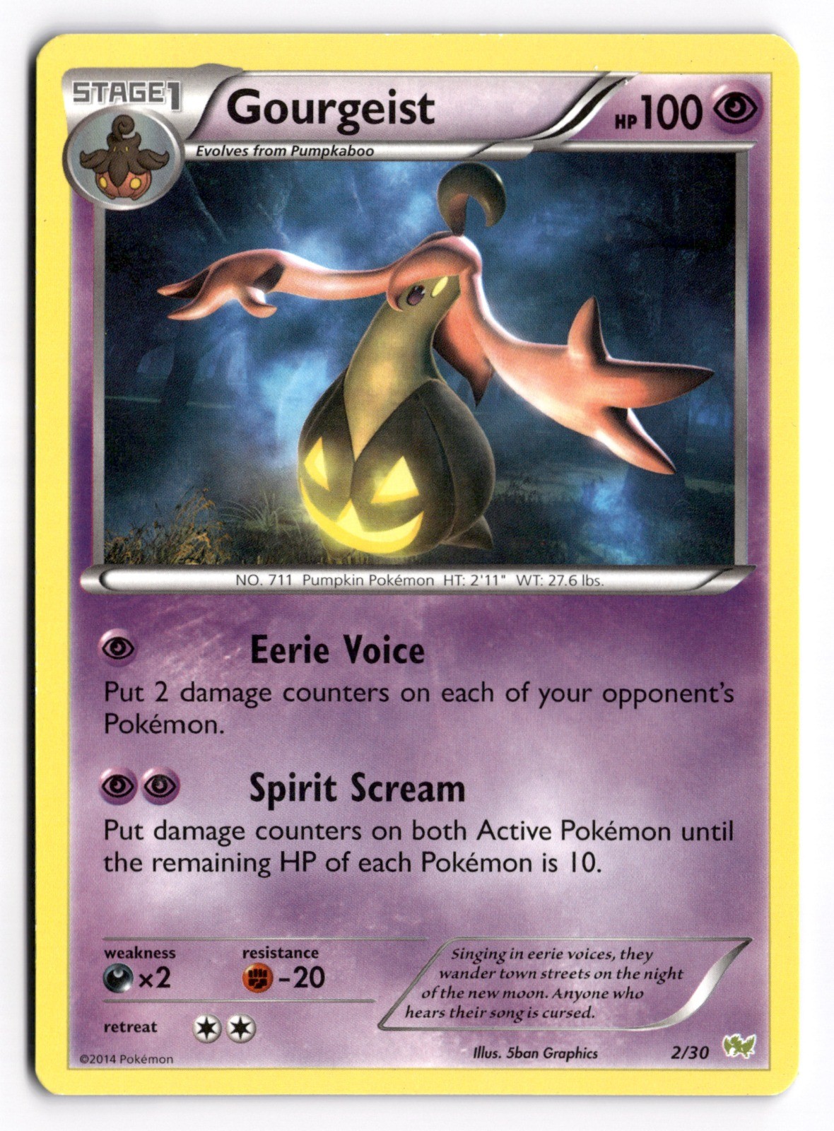 Pokemon TCG Gourgeist 2/30 XY Trainer Kit: Sylveon & Noivern Common NM
