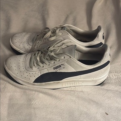 Puma White and Dark Blue GV Special Sneakers with Classic Low-Top Design