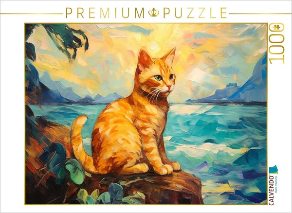 Calvendo Puzzle Katze Im Stil Von Eugene Henri Paul Gauguin | 1000 Teile Lege-Gr-image