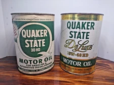 1981 Quaker State DeLuxe Motor Oil Cardboard Can 10W-40HD Lot Of 2 Full / Empty
