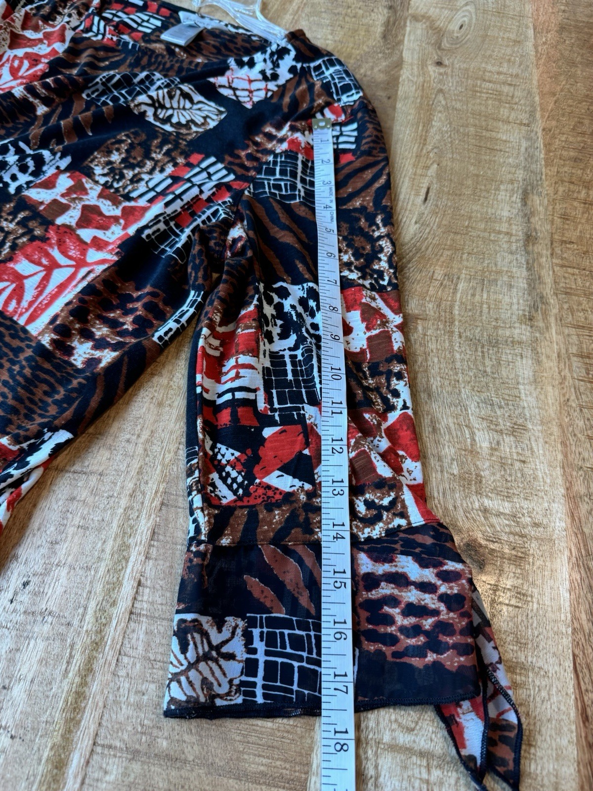 Multiples Women's Red Brown Patchwork 3/4 Sleeve … - image 10