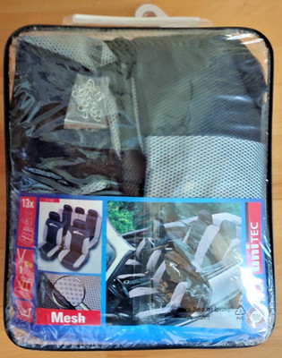 Unitec Active Auto Sitzbezüge 84430 13-teilig Mesh schwarz grau für Airbag