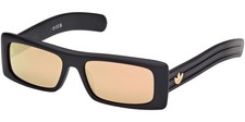 Adidas Originals Matte Black Rectangle Sunglasses w/ Mirror Lens - OR0124 02G 55