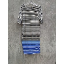 Mod Striped Sheath Dress Womens 10 Short Sleeve Business Casual Coastal