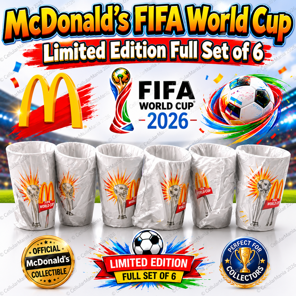 McDonalds FIFA World Cup 26 カップ 全6種セット McDonald's Full Set of 6 Cups NEW FIFA World Cup 2026 Sealed