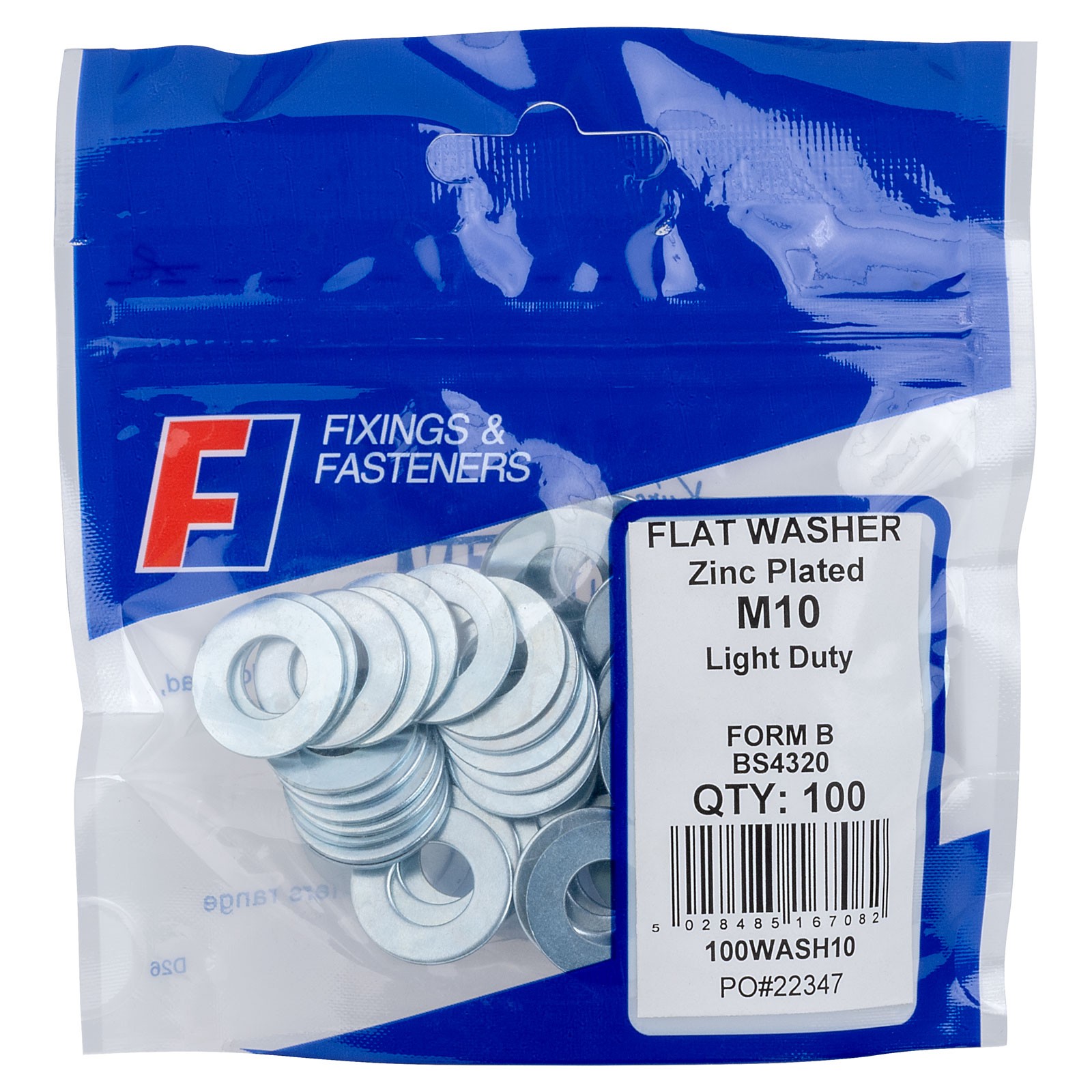 ForgeFix Flat Washer Form B ZP M10 Bag 100