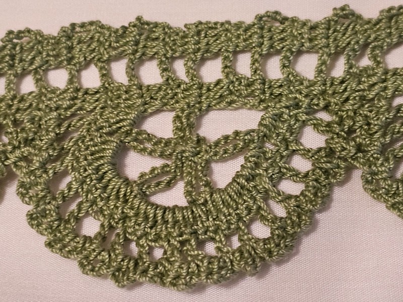 Handmade Crochet Lace Edging Apple Green Estate Never Used 82" Unblocked