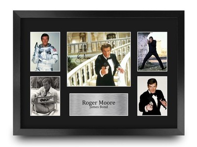 Roger Moore signed James Bond A3 Pre Printed Autogramm Foto Memorabilia Geschenk