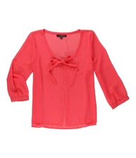 Sanctuary Clothing Sheer Tie Top Blouse Pink Large