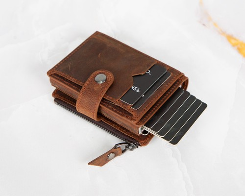 Personalised Leather RFID Blocking Wallet & Card Holder, Pop Up Credit Card Case - Picture 31 of 41