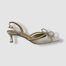 Badgley Mischka Women's White Angelina Shimmer Bow Pump Shoes Size 8.5