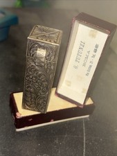 Vintage Antique Italian 800 Silver  Vanity Lipstick Holder With Mirror 