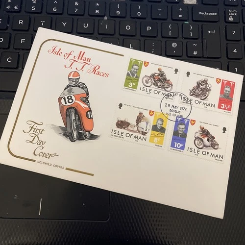 ISLE OF MAN COTSWOLD First Day Cover 1974 FDC TOURIST TROPHY TT UNADDRESSED