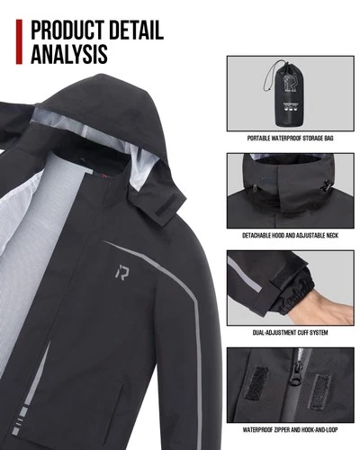 RIDEIRON Motorcycle Rain Gear for Men & Women, Waterproof Rain Suit image 4