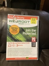 Webroot Secure Anywhere Internet Security Plus 3 Devices Factory Sealed New