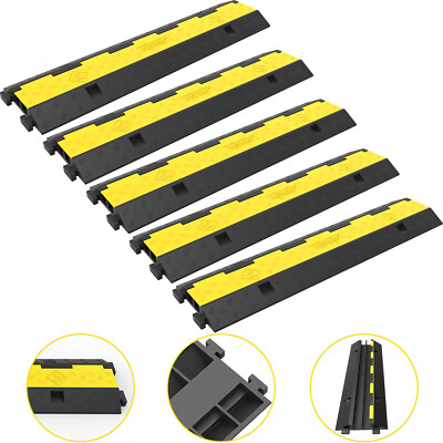 VEVOR 5Pcs Cable Protector Ramp 2Channel Rubber Electrical Wire Cover Speed Bump