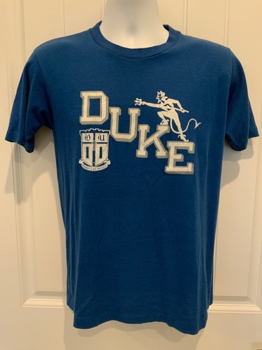 Vintage DUKE UNIVERSITY Herren T-Shirt Größe M Blau Teufel Grafik