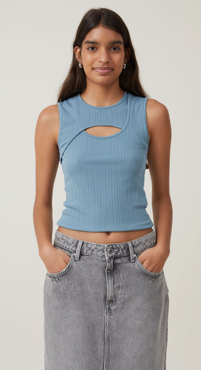 トップス romy Cotton:On Women's Romy Cut Out Tank Crew Neck Sleeveless Aspen