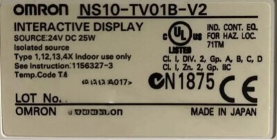 OMRON NS10-TV01B-V2 TOUCH SCREEN PROGRAMMABLE TERMINAL FROM OMRON NS10-TV01B-V2 TOUCH SCREEN PROGRAMMABLE TERMINAL FROM