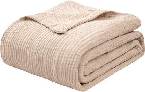 Stylish Lightweight Gauze Blanket Queen Size - Cotton Bedding for Relaxing Naps - Picture 11 of 11