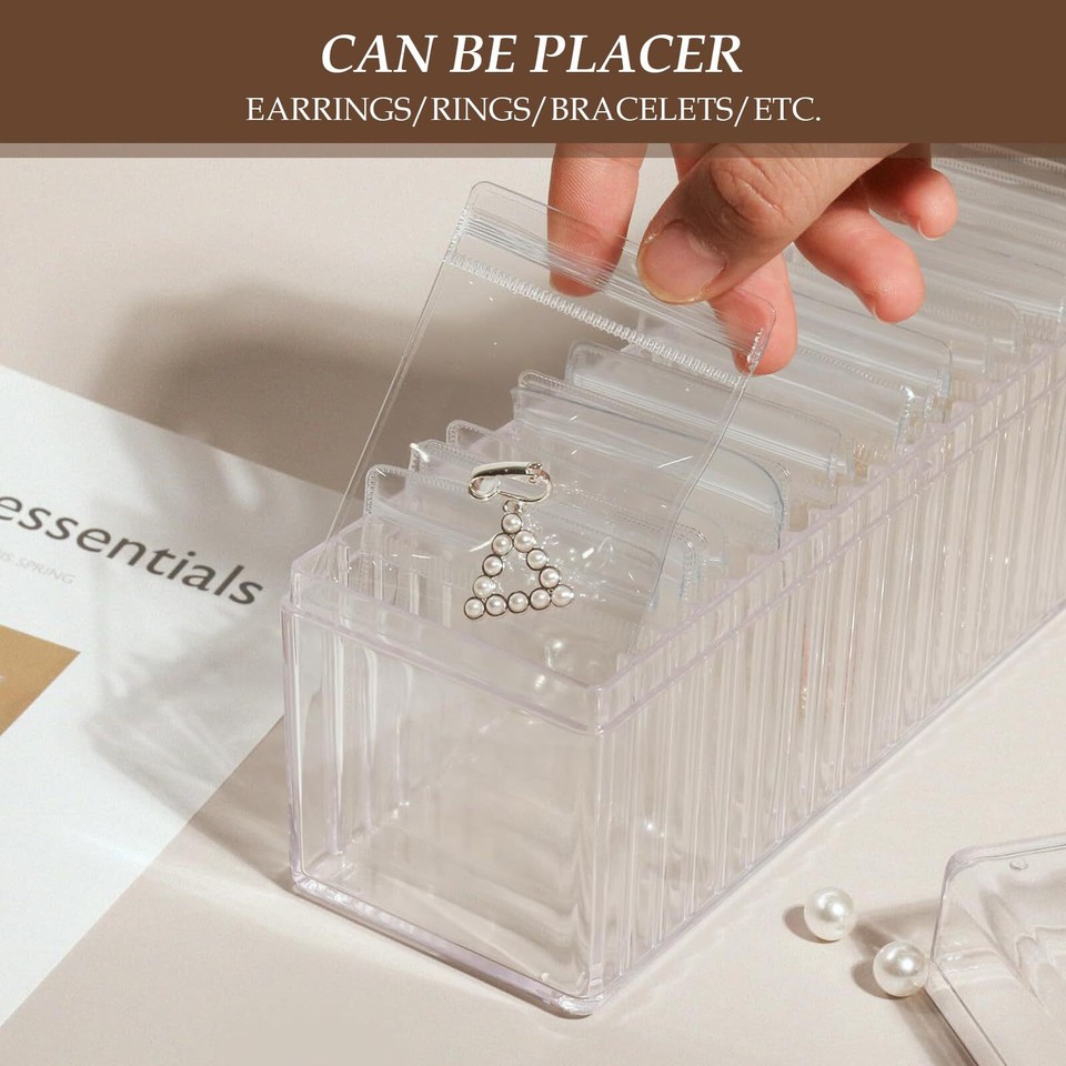 Acrylic Jewelry Box Organizer, Clear Jewelry Organizer with 20 Portable