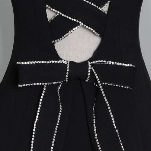 Hot Womens Rhinestones Hollow Strap Bow Knot Party Unit Coats Outwear Party Tops - Picture 11 of 12