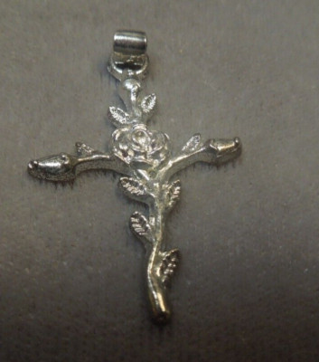 Vintage Sterling Silver 925 Rose Vine Christian Cross Pendant | eBay