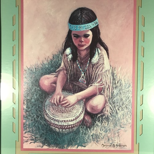 Vintage Native American Girl By Marjorie M Anderson Art Print Framed & Signed - Picture 2 of 9