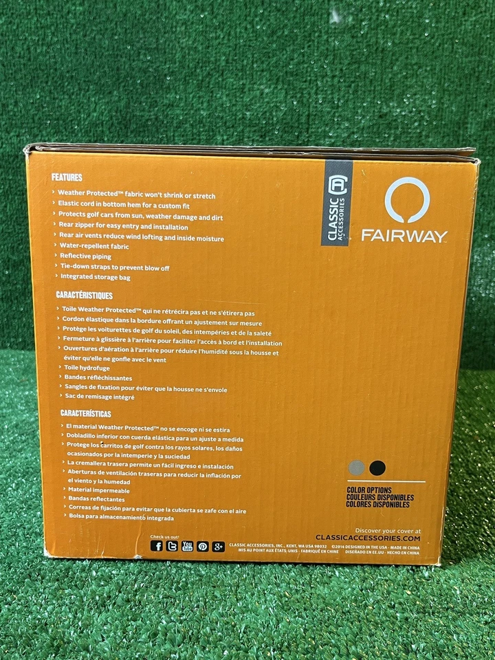 Fairway Golf Car Cubierta Ajuste Rápido Techo Corto Negro 2 Personas Foto 2 de 4