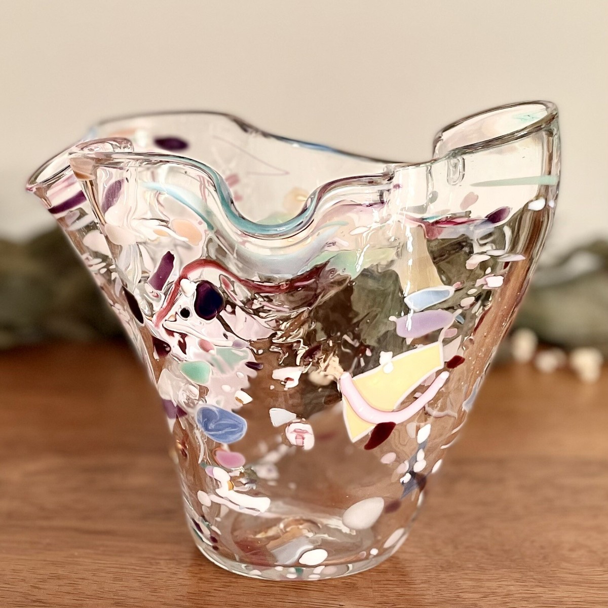 Stephen R. Nelson 1991 Signed Studio Art Glass Abstract Vase