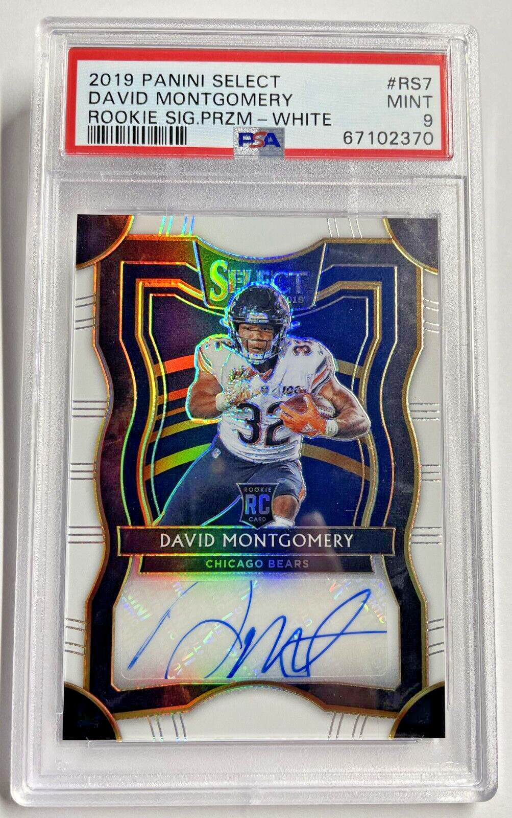 David Montgomery Panini Select Rookie Signature Prizm #RS7 White