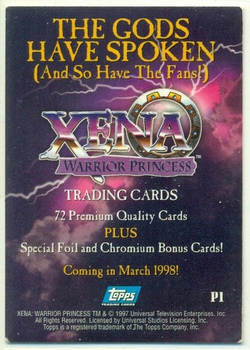 TARJETA PROMOCIONAL - PRINCESA GUERRERA XENA - SERIE 1 - #P1 - LUCY LAWLESS - Imagen 2 de 2