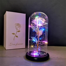 Eternal Forever Galaxy Rose Flower In Glass Dome LED Light Romantic Gift for Her