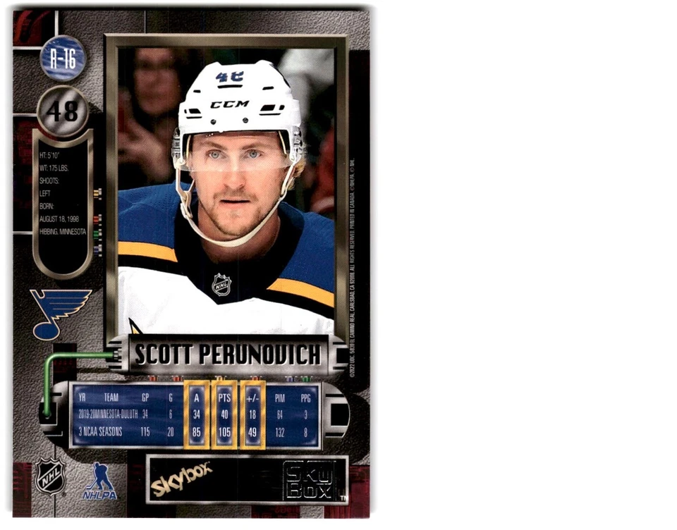 2021-22 Skybox Metal Universe '97-98 Retro Scott Perunovich Rookie #R-16 St. - Image 2 of 2