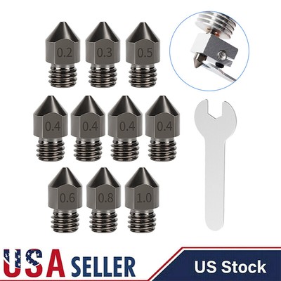 10Pack MK8 Extruder 3D Printer Nozzle With Wrench for Creality CR-10 Ender 3 Pro