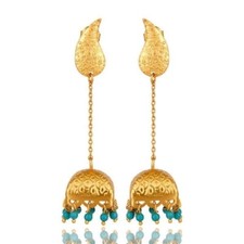 18K Gold Plated Sterling Silver Turquoise Gemstone Jewelry Dangle Earrings