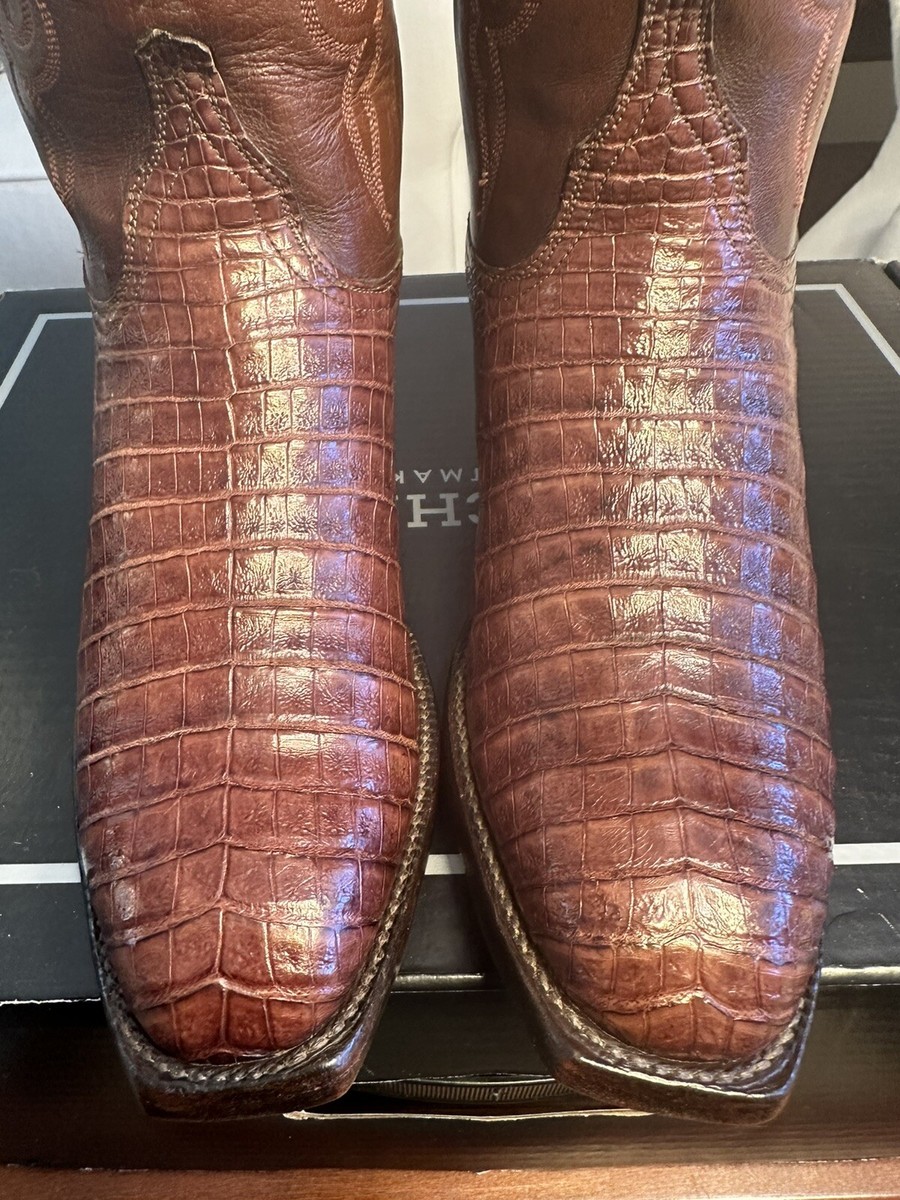Lucchese Classics Mens Handmade Mocha Ultra Belly Caiman Inlay