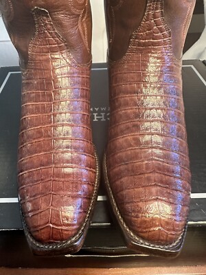 Lucchese Classics Mens Handmade Mocha Ultra Belly Caiman Inlay