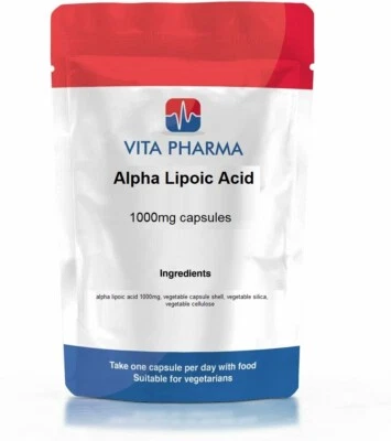 ALPHA LIPOIC ACID 1000mg capsules antioxidant cell damage VITAPHARMA