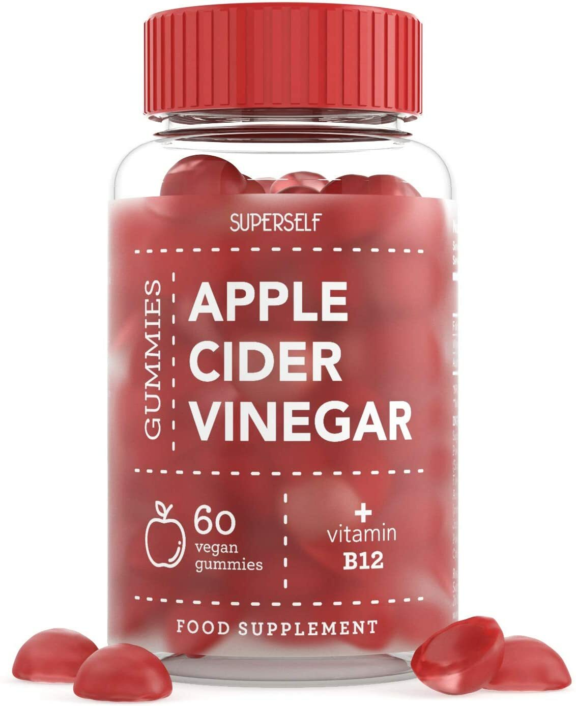 Apple Cider Vinegar Gummies - 60 Gummies - Vitamin B12 & Folic Acid - 500mg ACV